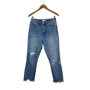 Madewell Women’s The Perfect Vintage High Rise Denim  Distressed Raw Hem Size 28